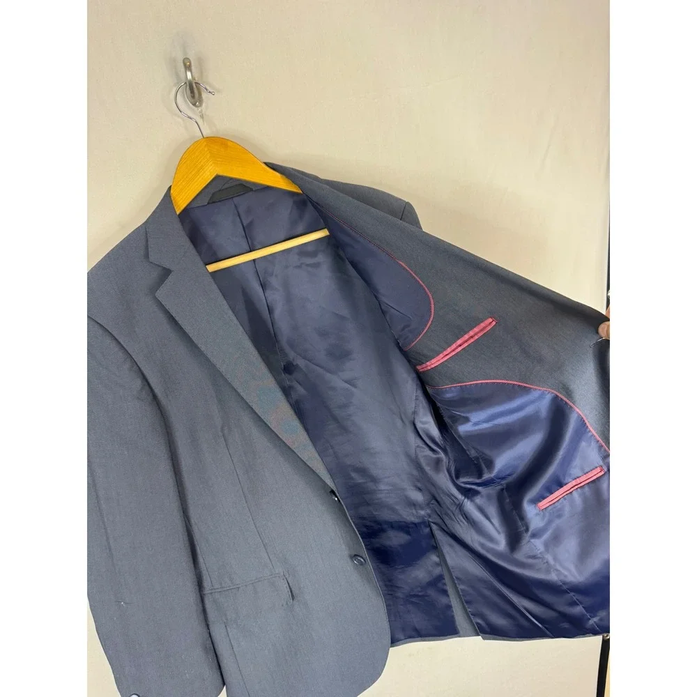 Geoffrey Beene Mens 40R Navy Blue 2 Piece Suit Blazer Pants 34X31